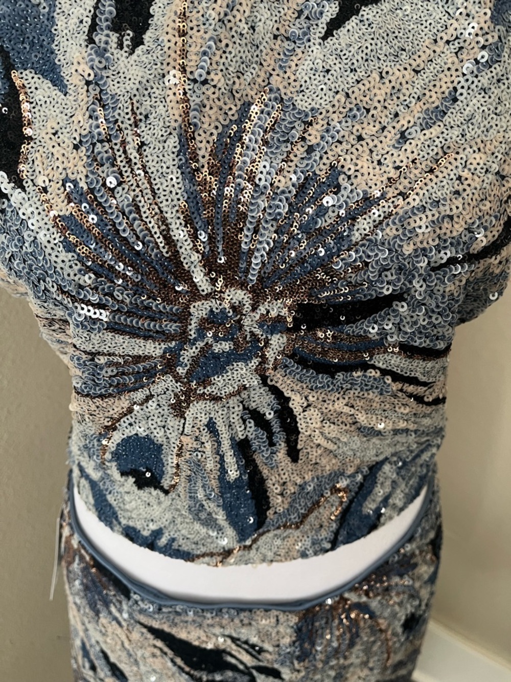 12th Tribe Silver and Blue Sequin Floral Two-Piece - Picture 8 of 8